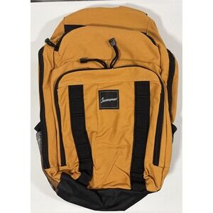 Journeyman Multi Compartment Backpack Gold Black Canvas Bag 16x11x6"